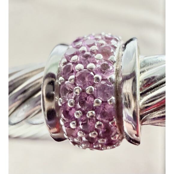 David Yurman Bracelet Cable Classics Sterling Silver Pink Sapphire 925 Box 7mm - Picture 5 of 9